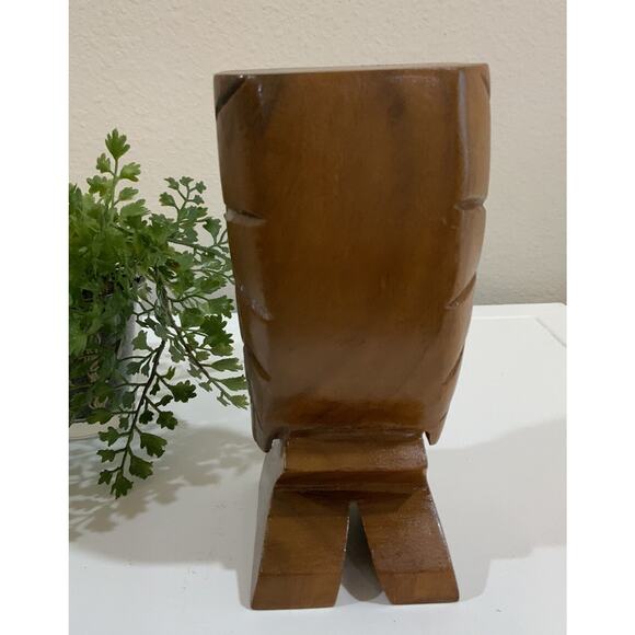 Vintage 6” inch Tiki Hand Carved Wood Statue Hawaiian Polynesian Monkey Pod - Picture 5 of 6